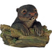 FOUDEBASSIN.COM Gargouille flottante "Loutre sur son tronc d'arbre" - coloris anthracite/bronze, polyrésine, Ø9-13 mm - H19 x 22 x 21 cm 8711465860932 1386093