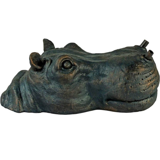 FOUDEBASSIN.COM Gargouille flottante "Tête d'hippototame" - coloris anthracite/bronze, polyrésine, Ø9-13 mm - H11 x 28 x 15 cm 8711465860949 1386094