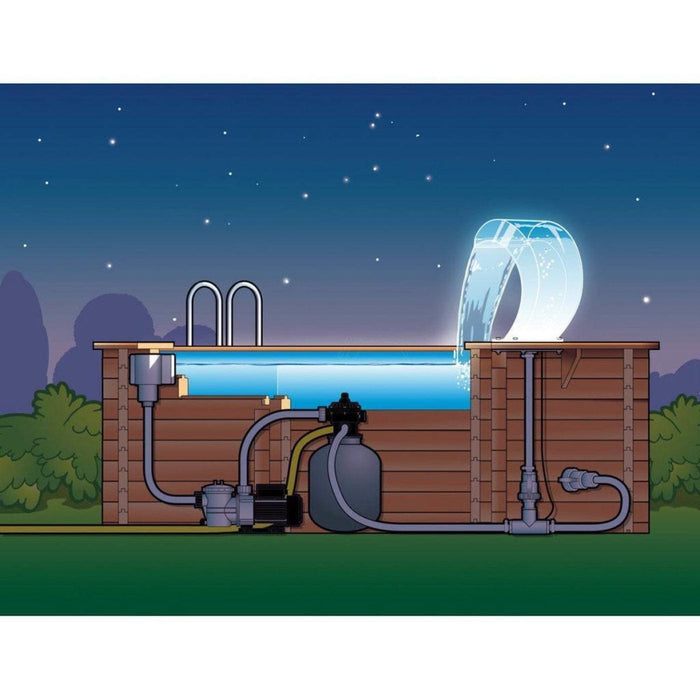 FOUDEBASSIN.COM MAMBA® Acrylic LED - cascade Piscine - Acryl 4mm, incl. accessoires de raccordement 1 ½" - LED ring 1x21 blanc froid, transfo AC 12V/DE-06-12W, Lumen 185, EEK A+, 2,5 Watt - H54 x 47,5 x 30 cm 8711465046374 7504637