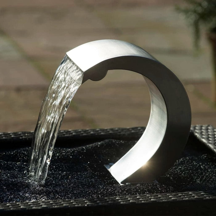 FOUDEBASSIN.COM MAMBA® S LED - cascade Etang & Piscine - inox 316L, incl. accessoires de raccordement 1" - LED strip 14 cm 1x9 blanc froid, transfo AC 12V/DE-06-12W, Lumen 60, EEK A+, 1 Watt - H24 x 27,5 x 13,5 cm 8711465046329 7504459