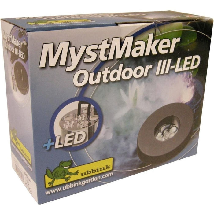 FOUDEBASSIN.COM MystMaker Outdoor III-LED - Incl. 3 membranes Ø20 mm, flotteur Ø18 cm - 3x5 LED blanc froid, débit de brume 1200 ml/h, transfo DE-72-24W, 60 Watt - Lumen 3x 25, EEK A+, 3 x 0,5 Watt - H5,5 x Ø6,8 cm 8711465870962 1387096