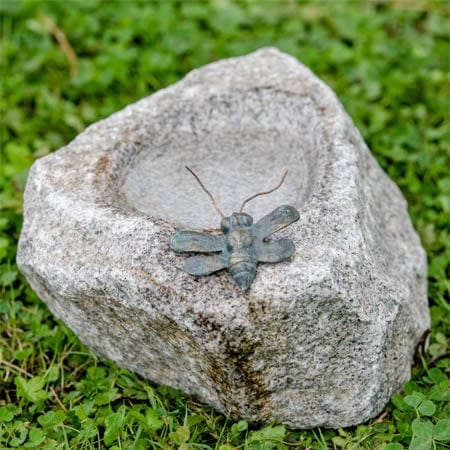 FOUDEBASSIN.COM Naturstein-Insektentränke mit Bronze-Hummel 5177572490 42057