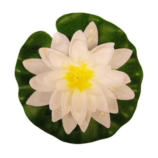 FOUDEBASSIN.COM Nénuphar de décoration avec gouttes de pluie - coloris blanc - Ø14 cm 8711465894340 1389434