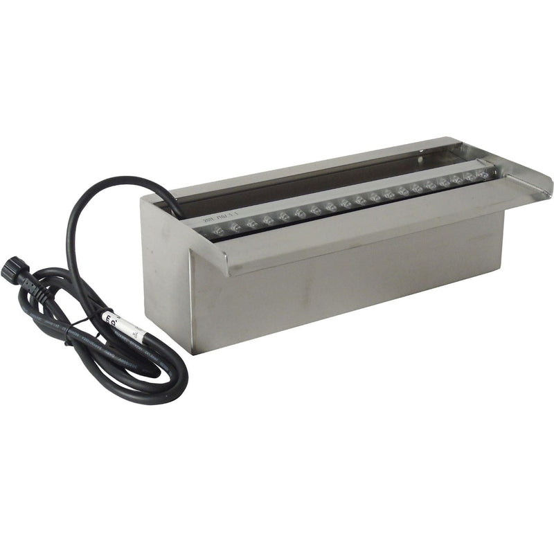 FOUDEBASSIN.COM Niagara® 30 LED - lame d'eau - Inox 304 avec raccords filetés Ø25 mm/1" - LED strip 30 cm 1x20 blanc froid, transfo AC 12V/DE-06-12W, Lumen 180, EEK A+, 2,5 Watt - H10 x 30 x 12,5 cm 8711465120920 1312092