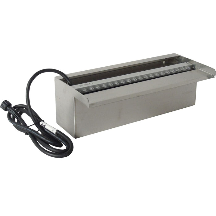 FOUDEBASSIN.COM Niagara® 30 LED - lame d'eau - Inox 304 avec raccords filetés Ø25 mm/1" - LED strip 30 cm 1x20 blanc froid, transfo AC 12V/DE-06-12W, Lumen 180, EEK A+, 2,5 Watt - H10 x 30 x 12,5 cm 8711465120920 1312092