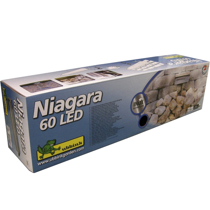 FOUDEBASSIN.COM Niagara® 60 LED - lame d'eau - Inox 304 avec raccords filetés Ø25 mm/1" - LED strip 60 cm 1x35 blanc froid, transfo AC 12V/DE-06-12W, Lumen 240, EEK A+, 4 Watt - H10 x 60 x 12,5 cm 8711465120937 1312093