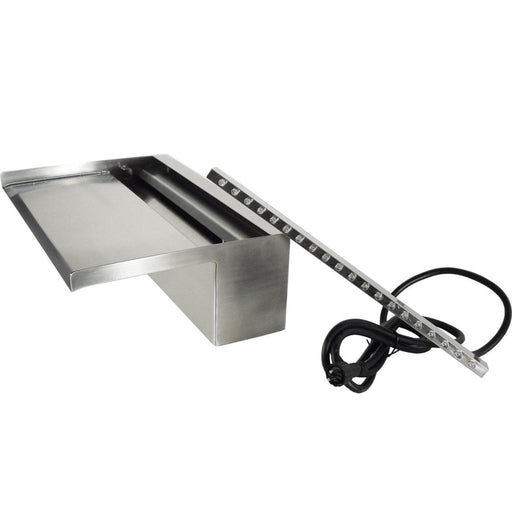 FOUDEBASSIN.COM Niagara® Wall 60 LED - lame d'eau - Inox 316L avec raccords filetés Ø25 mm/1" - LED strip 60 cm 1x35 blanc froid, transfo AC 12V/DE-06-12W, Lumen 240, EEK A+, 4 Watt - H10 x 60 x 20 cm 8711465121255 1312125