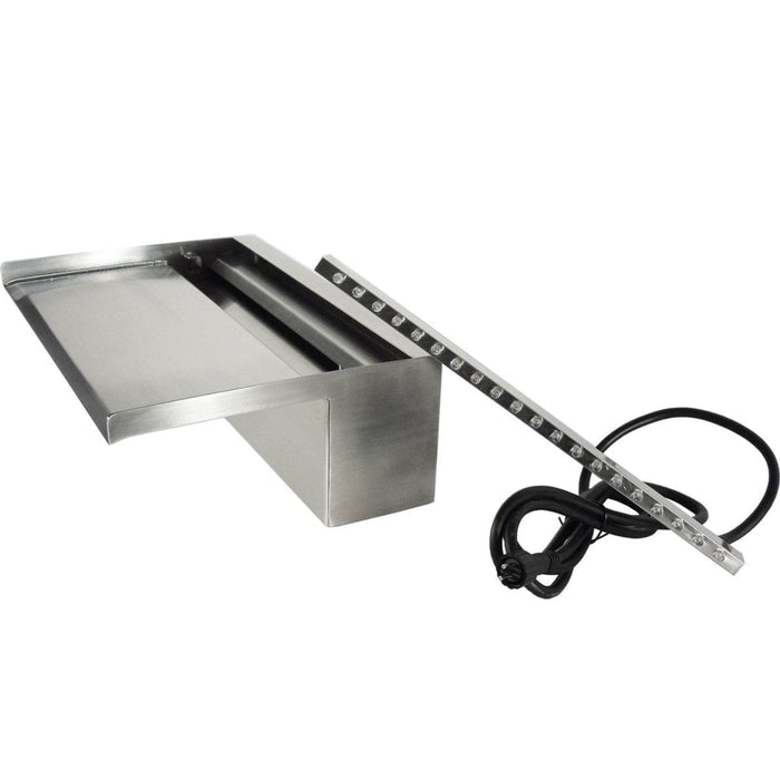FOUDEBASSIN.COM Niagara® Wall 60 LED - lame d'eau - Inox 316L avec raccords filetés Ø25 mm/1" - LED strip 60 cm 1x35 blanc froid, transfo AC 12V/DE-06-12W, Lumen 240, EEK A+, 4 Watt - H10 x 60 x 20 cm 8711465121255 1312125