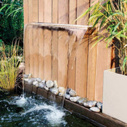 FOUDEBASSIN.COM Niagara® Wall 90 LED - lame d'eau - Inox 316L avec raccords filetés Ø25 mm/1" - LED strip 90 cm 1x62 blanc froid, transfo AC 12V/DE-06-12W, Lumen 420, EEK A+, 7 Watt - H10 x 90 x 20 cm 8711465121262 1312126