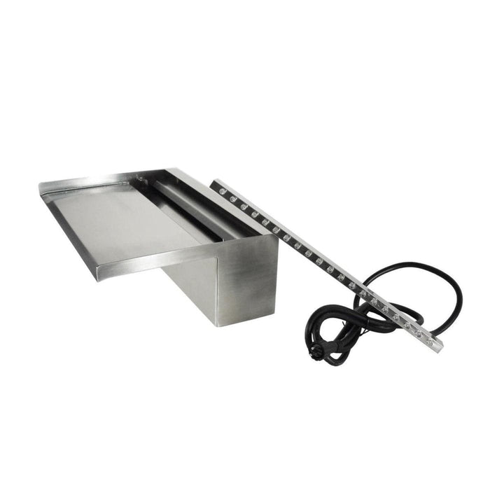 FOUDEBASSIN.COM Niagara® Wall 90 LED - lame d'eau - Inox 316L avec raccords filetés Ø25 mm/1" - LED strip 90 cm 1x62 blanc froid, transfo AC 12V/DE-06-12W, Lumen 420, EEK A+, 7 Watt - H10 x 90 x 20 cm 8711465121262 1312126