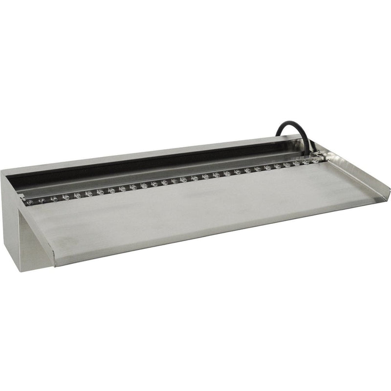 FOUDEBASSIN.COM Niagara® Wall 90 LED - lame d'eau - Inox 316L avec raccords filetés Ø25 mm/1" - LED strip 90 cm 1x62 blanc froid, transfo AC 12V/DE-06-12W, Lumen 420, EEK A+, 7 Watt - H10 x 90 x 20 cm 8711465121262 1312126