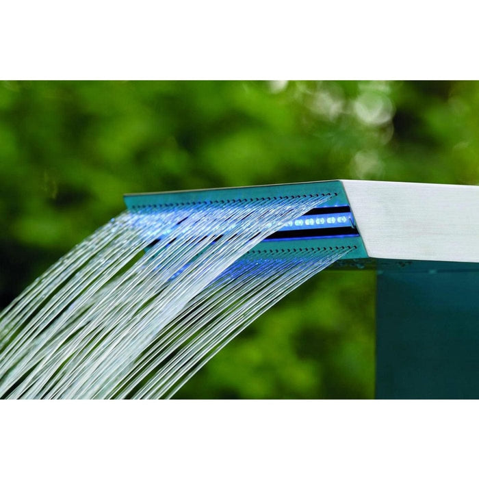 FOUDEBASSIN.COM STRAIGHT LED - cascade Etang & Piscine - inox 316L, incl. accessoires de raccordement 1 ½" - LED strip 30 cm 1x20 bleu, transfo AC 12V/DE-06-12W, Lumen 180, EEK A+, 2,5 Watt - H54 x 30 x 42 cm 8711465046367 7504636