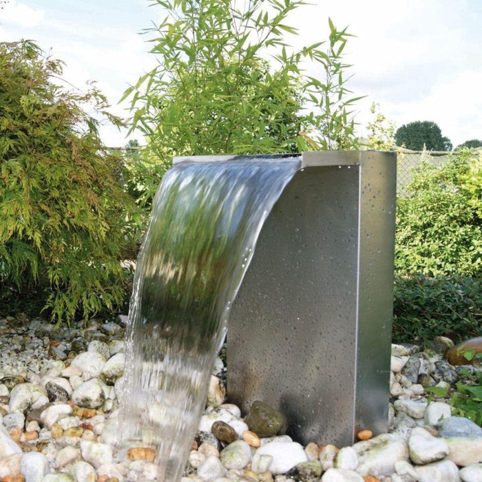 FOUDEBASSIN.COM VENEZIA - cascade, inox 304, 3400 l/h, tuyau et acc. de raccordement - LED strip 30 cm 1x20 blanc froid, transfo AC 12V/DE-06-12W, Lumen 180, EEK A+, 2,5 Watt - H50 x 36,5 x 9 cm 8711465120883 1312088