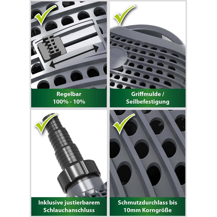 Heissner AQUA CRAFT 10000 l/h – 95W Pompe de Filtration et Cascade pour Grand Bassin et Étang 4006873425007 HFP10000-00