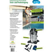 Heissner Aspirateur de Boue de Bassin NON-STOP 1400 W en Acier Inoxydable 4006873428671 F638P-00