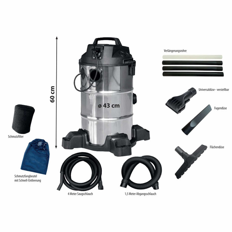 Heissner Aspirateur de Boue de Bassin NON-STOP 1400 W en Acier Inoxydable 4006873428671 F638P-00