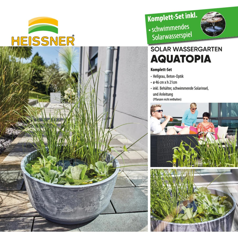Heissner Bassin Solaire AQUATOPIA avec Pompe de Fontaine 4006873430339 015211-09-SL