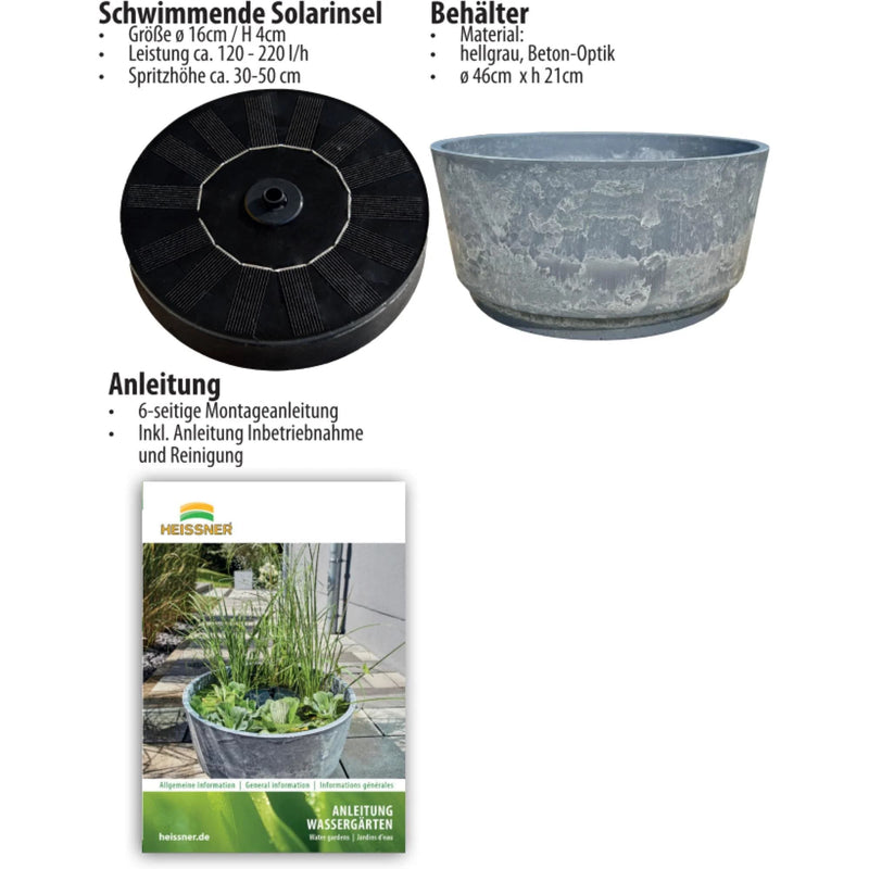 Heissner Bassin Solaire AQUATOPIA avec Pompe de Fontaine 4006873430339 015211-09-SL