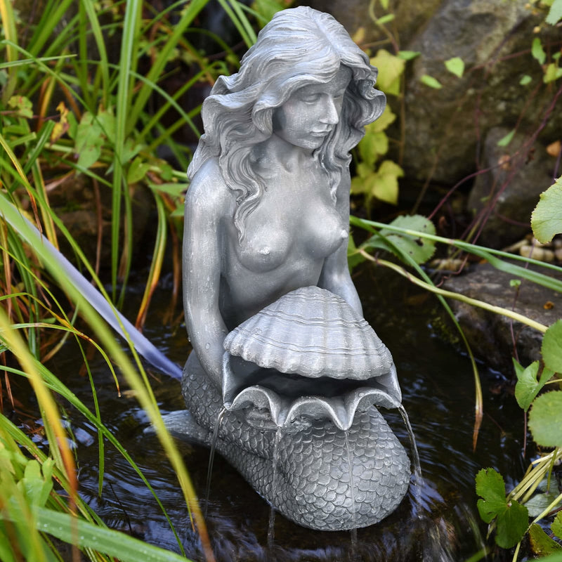 Heissner Figurine de bassin « Sirène au coquillage » 30 x 20 x 46 cm - Cracheur pour bassin - Heissner 4006873428725 003234-00