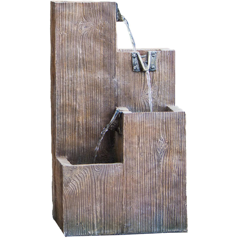 Heissner Fontaine de terrasse à cascade LED aspect bois - Kit complet avec pompe et éclairage - Heissner 4006873426141 016647-00