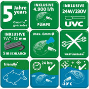 Heissner Heissner Filtre Multichambre 24 000 Litres avec Clarificateur UV-C 24W 4006873418474 FPU24000-00