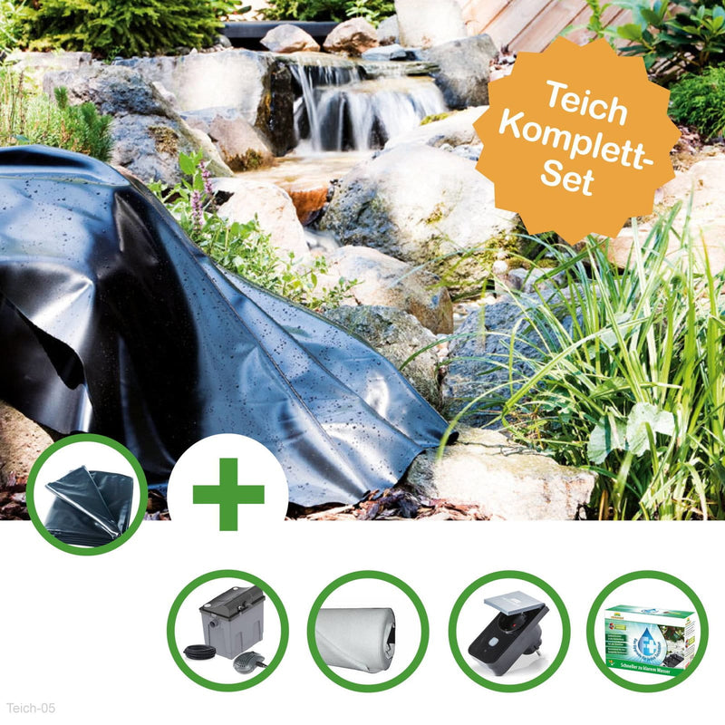 Heissner Kit bassin WEICHSEL bâche PVC 30 m² avec feutre, filtre UV-C 9 W et Smart Plug - Bassin moyen - Heissner 4035393028276 Teich-05
