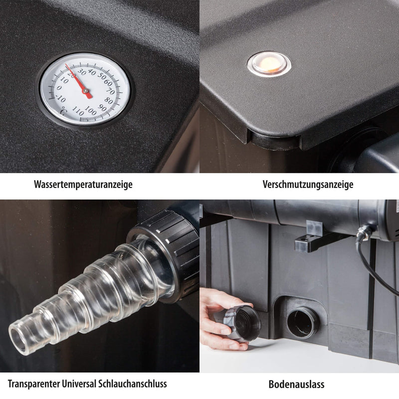Heissner Kit de Filtration Continue pour Bassin 40 m³ – 10 000 l/h avec Lampe UVC 36W 4006873428664 FPU40000-00