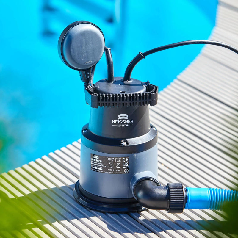 Heissner Pompe Submersible pour Piscine 8500 l/h avec Pied Souple 4006873429357 GP8500-00
