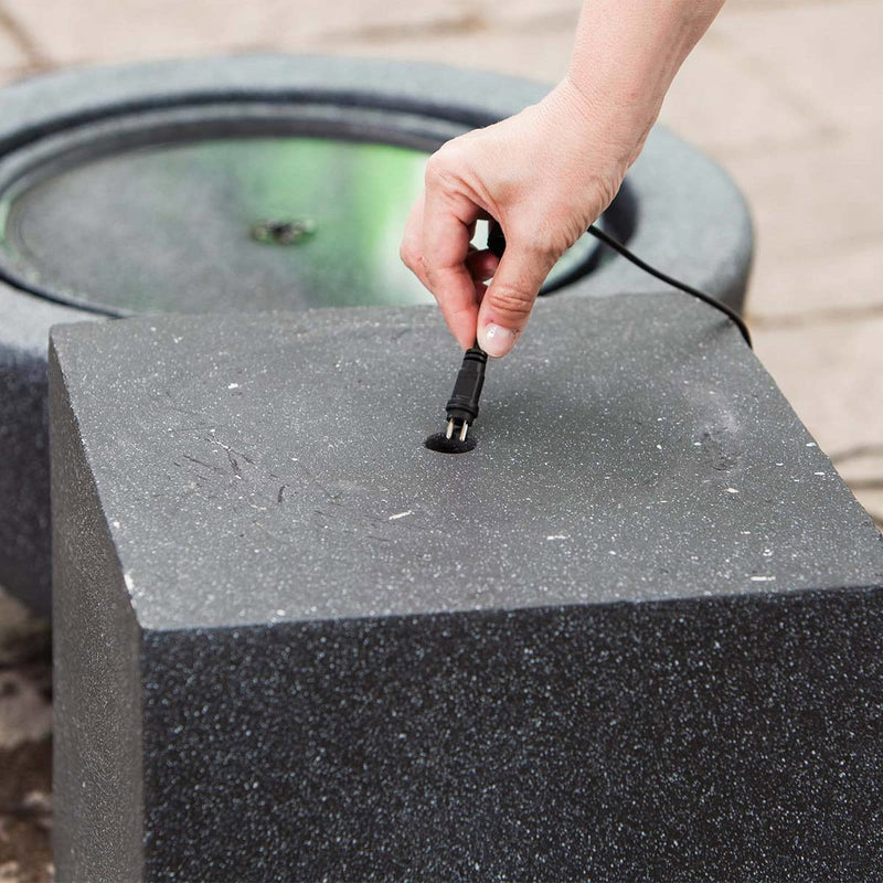 Heissner Socle décoratif TOWER gris 39 x 39 x 68 cm - Support pour fontaine de terrasse - Heissner 4006873424123 016612-09