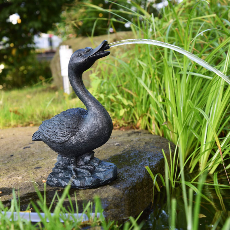 Heissner Statue de Bassin Oie Décorative 26 x 16 x 36 cm – Figurine de Jardin pour Étang et Décoration Extérieure 4006873428718 003233-00