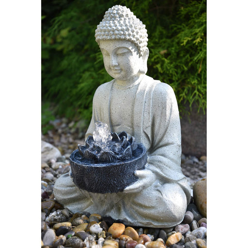 Heissner Statue de Bassin Temple Décoratif 37 x 31 x 50 cm – Grande Figurine Zen pour Jardin et Étang 4006873428756 003237-00