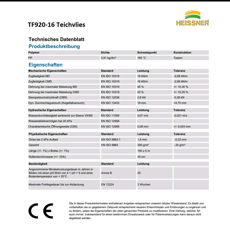 Heissner Tissu Non Tissé Protectif 4 x 4 m 4006873426684 TF920-16
