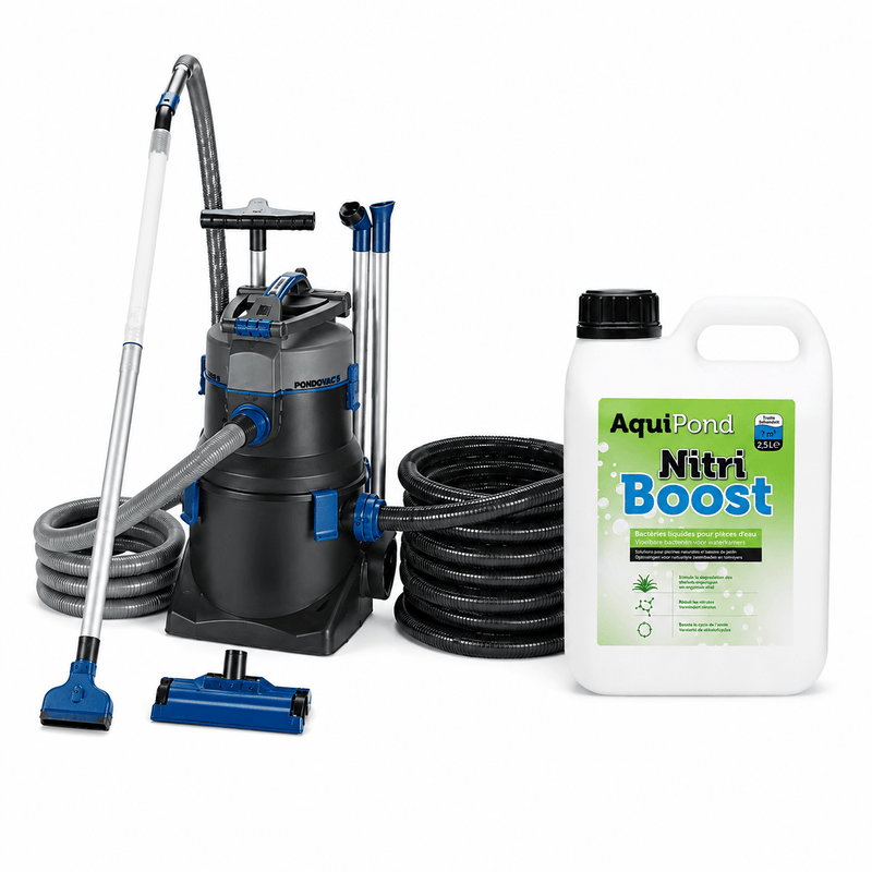 Oase Pack Aspirateur de Bassin Pondovac 5 & Bactéries Liquides PACKOASENITRI25 PACKOASENITRI25