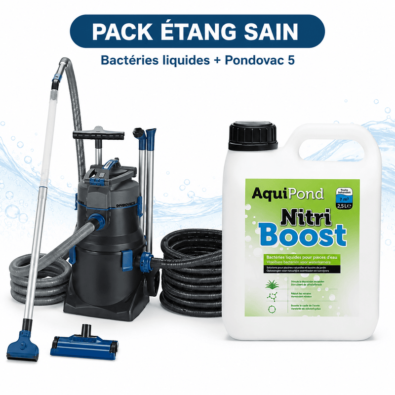 Oase Pack Aspirateur de Bassin Pondovac 5 & Bactéries Liquides PACKOASENITRI25 PACKOASENITRI25