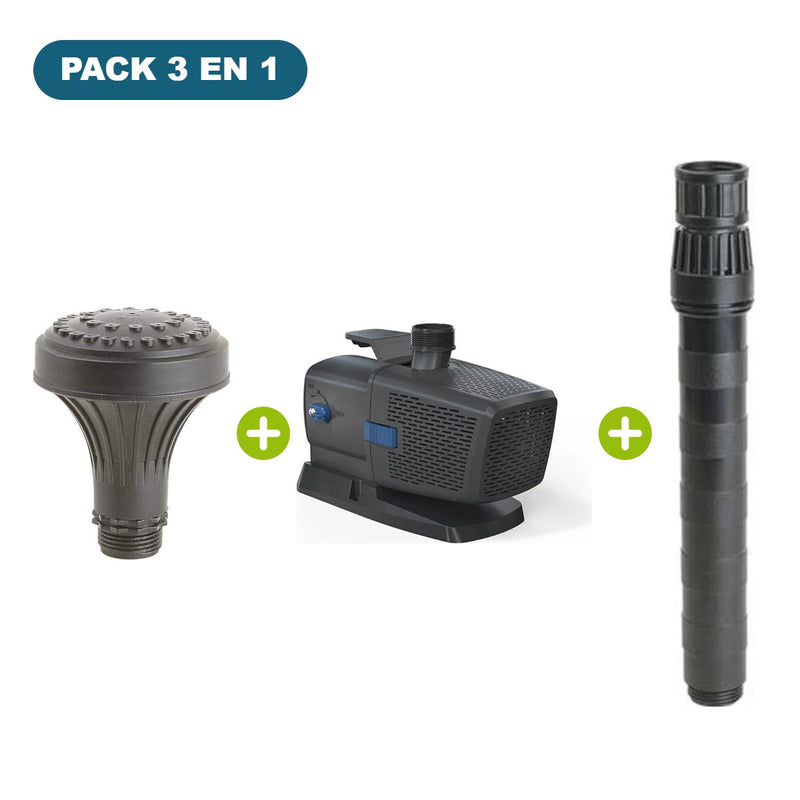 Pack jet d'eau Volcan 37-2.5K + Aquarius Eco Premium 9500 + rallonge TE10K – jet env. 3,7 m – OASE