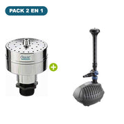 Pack jet d'eau Volcan 43-3 argent + Aquarius Fountain Set Eco 5500 – jet env. 1 m – OASE
