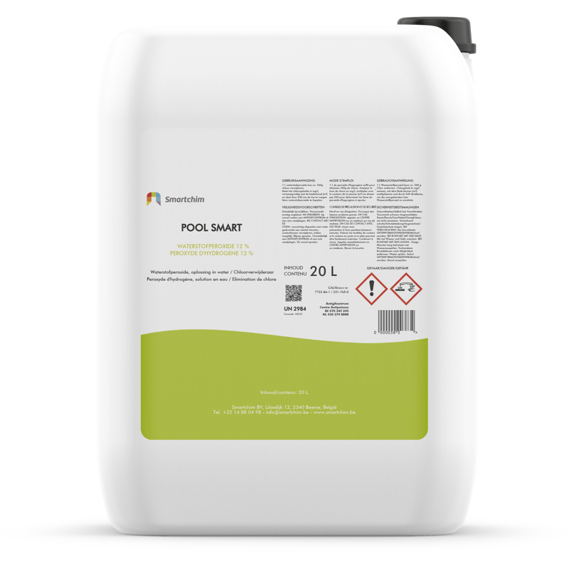 Pool Smart Produits professionnels Default Pool Smart Peroxyde d'Hydrogene 12% - Dissolvant de Chlore - 20L Emballage Jetable SCHPER-20L-12