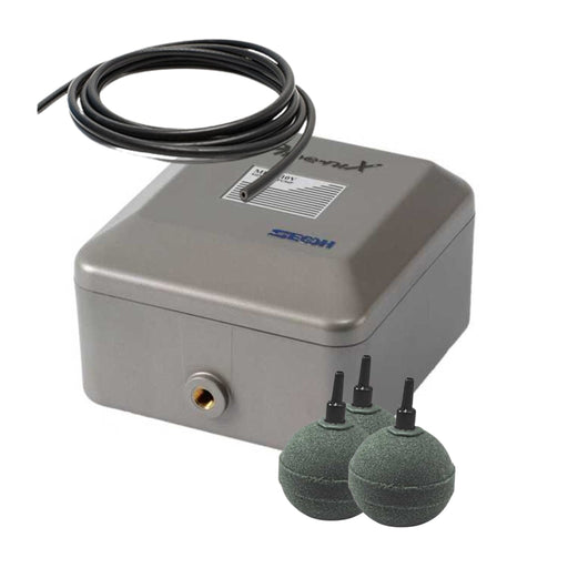 Secoh Aérateurs de bassin POMPE + ROBINET + ACC. + 3 BOULES (3L/M) + TUYAU AIR & PLOMB Kit n°1 pour bassin de 1 à 10M³ - Japan quality - Secoh 9854983216546 AQSP00-1