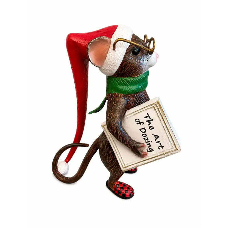 Souris avec bonnet de Noël et livre — AL3103AL-IM
