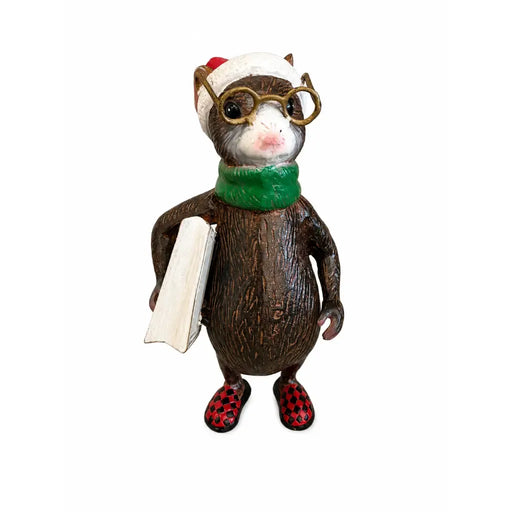Souris avec bonnet de Noël et livre — AL3103AL-IM