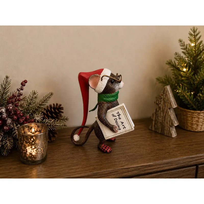 Souris avec bonnet de Noël et livre — AL3103AL-IM