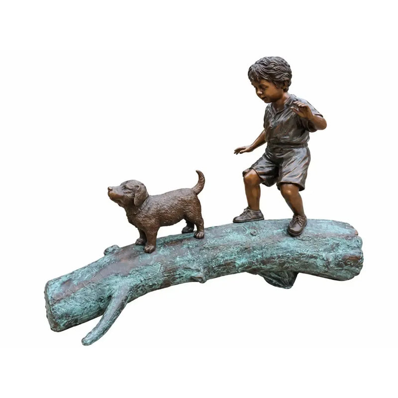 Garcon Avec Chien Sur Trompe — B556