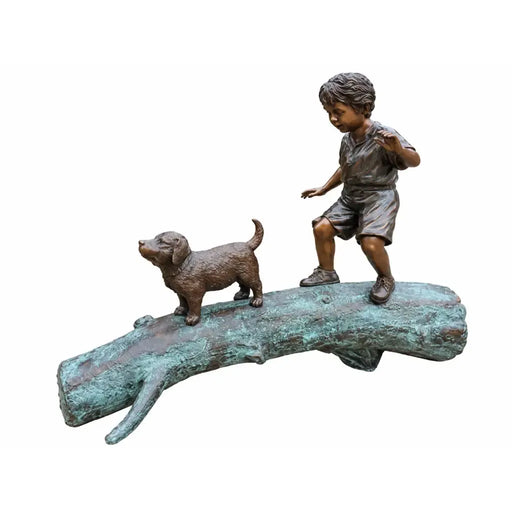 Garcon Avec Chien Sur Trompe — B556