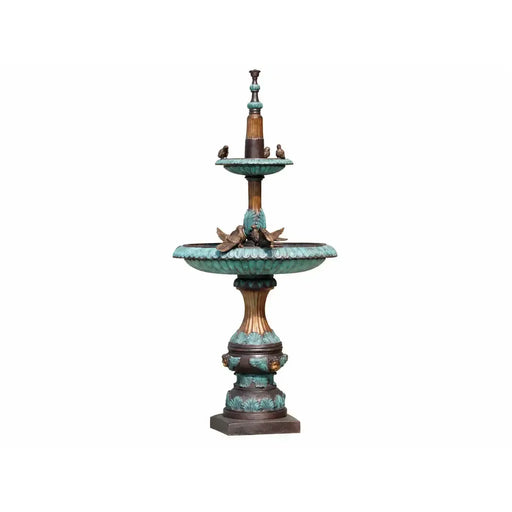 Fontaine à 2 plateaux avec des oiseaux — B57152