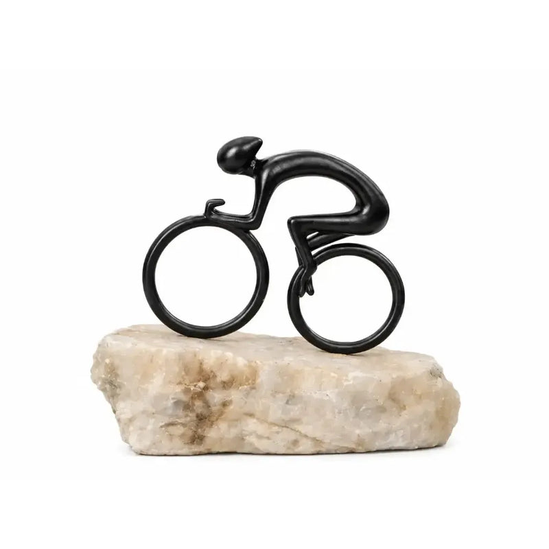 Sculpture en bronze sur pierre naturelle 'Pedal to the top' — BS1561B