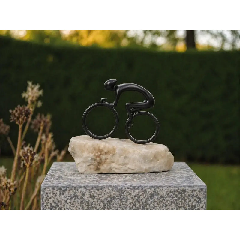 Sculpture en bronze sur pierre naturelle 'Pedal to the top' — BS1561B