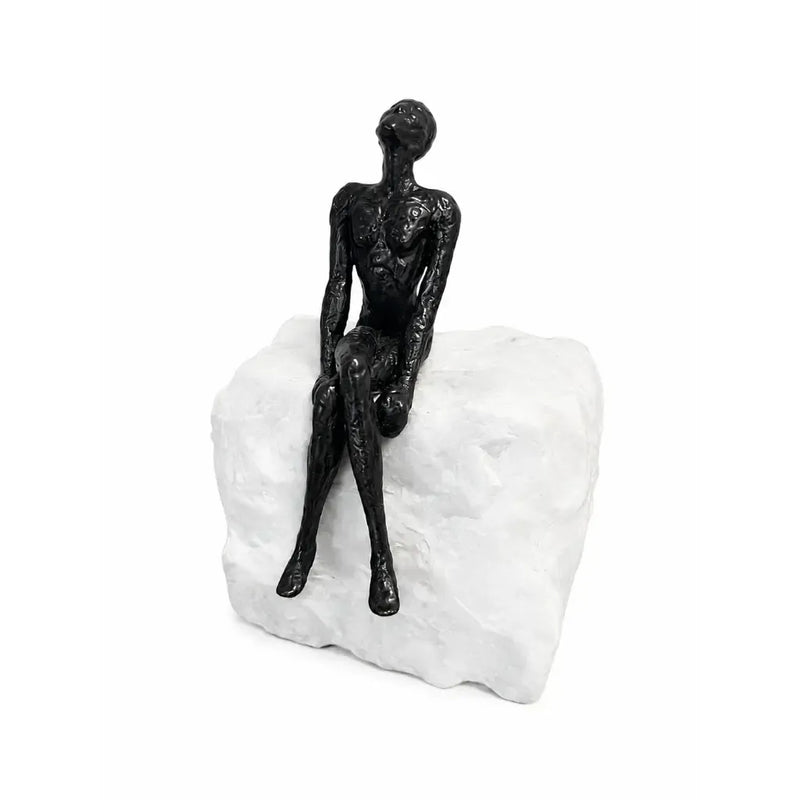 Sculpture en bronze sur pierre naturelle 'Looking at the sky' — BS1567B