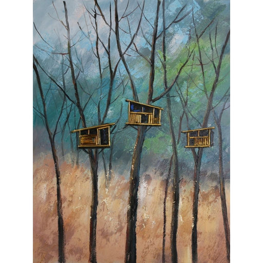 Tableau Sur Toile 90 X 120 Cm Maison D'Oiseaux — CD007463