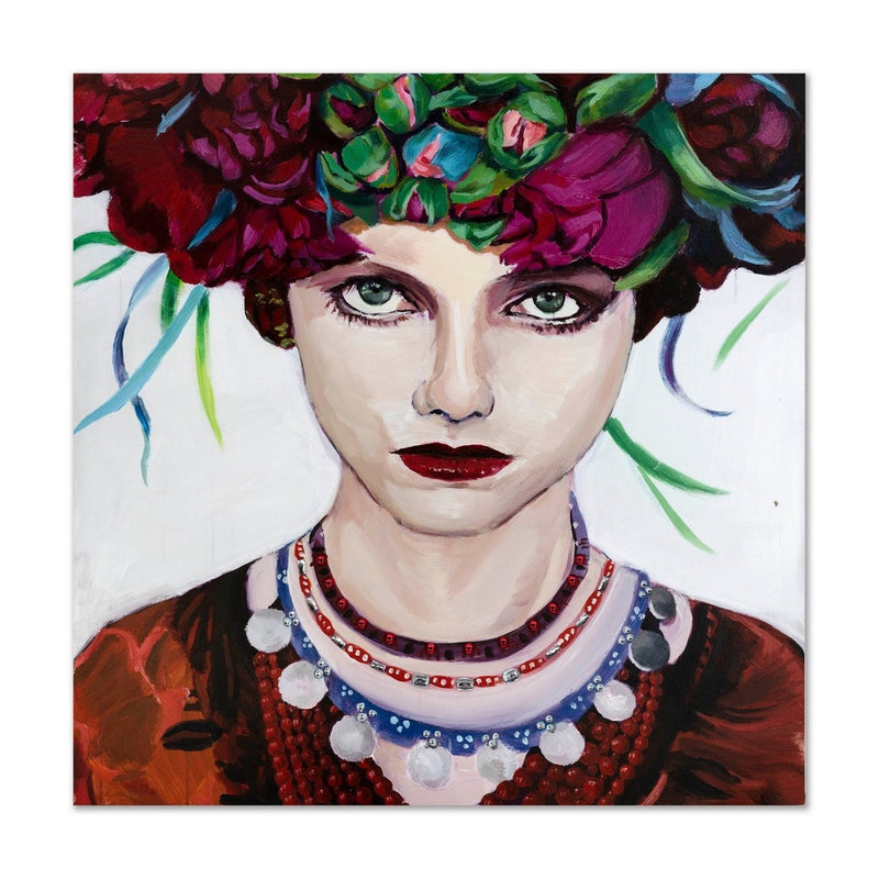 Canvas Femme Avec Chapeau De Fleurs — CD27261