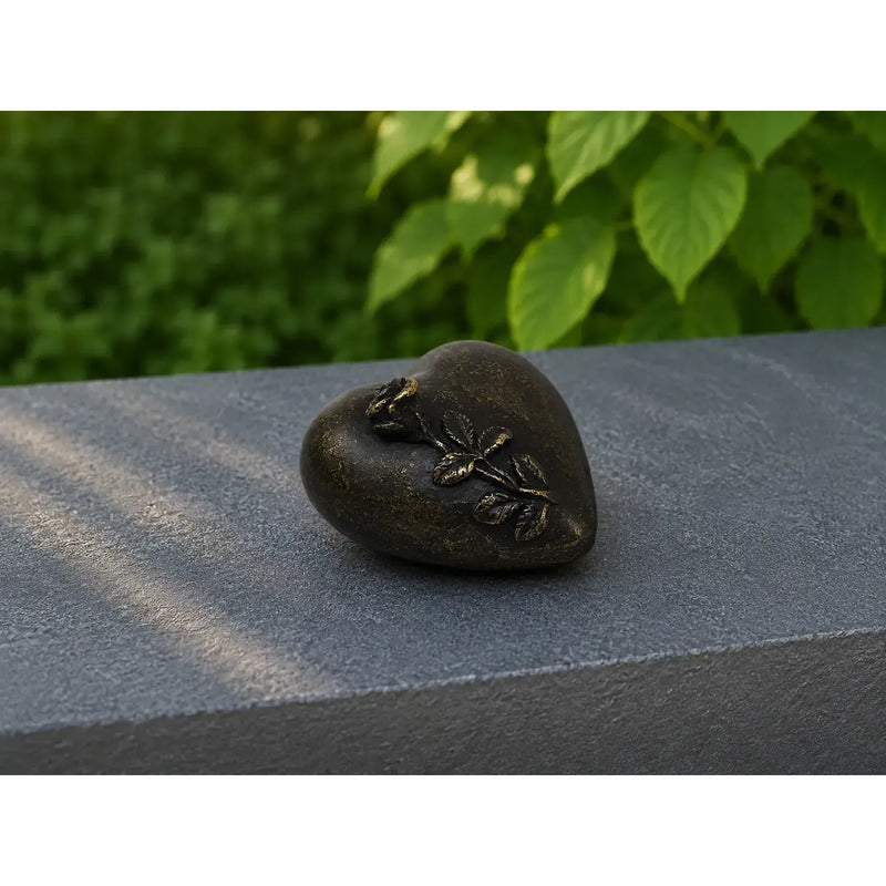 Mini Urne Forme De Coeur Avec Rose — FV0657BRW-BI